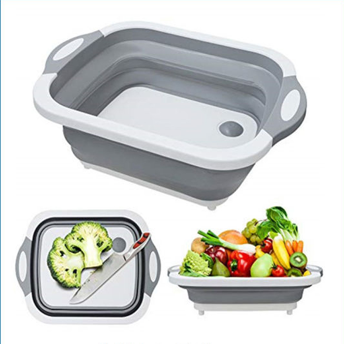 Folding Chopping Cutting Board Drain Basket Vegetable Basin COD